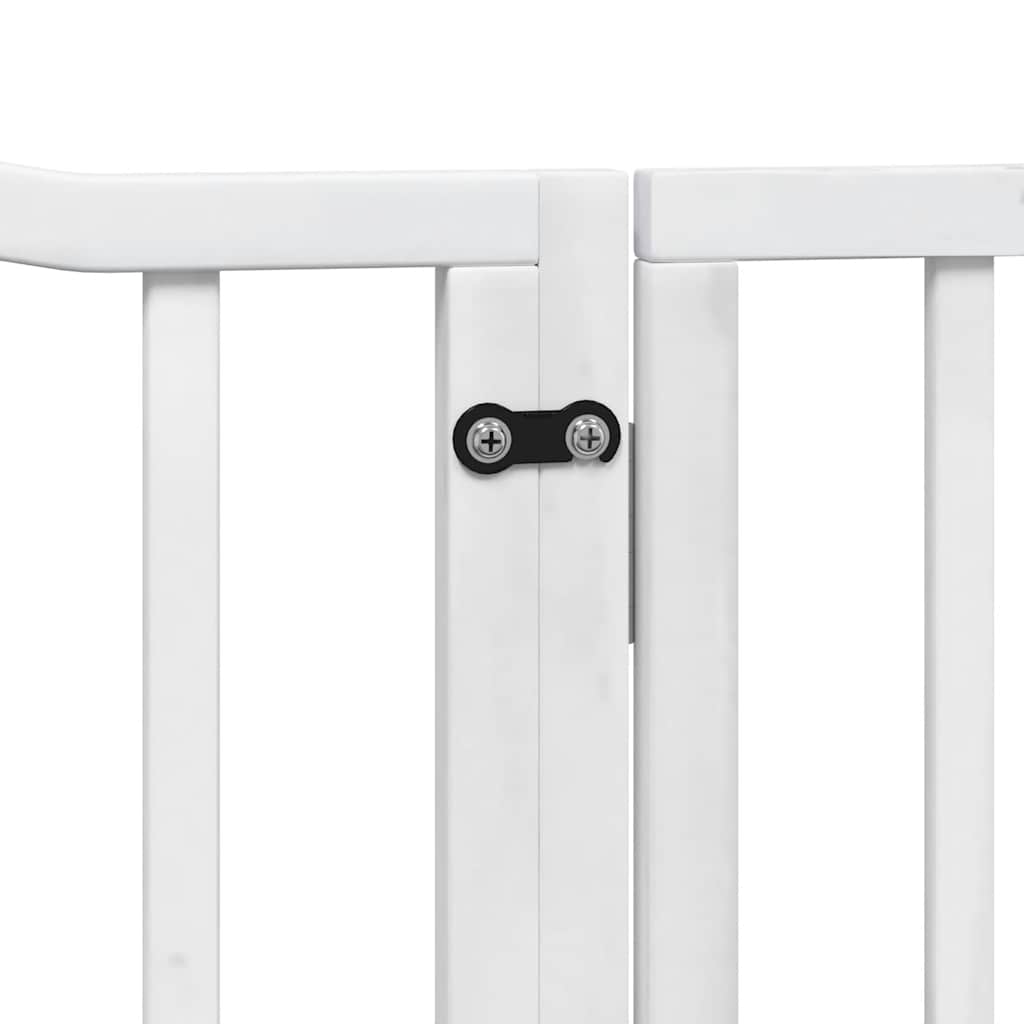 Dog Gate with Door Foldable 10 Panels White 800 cm Poplar Wood