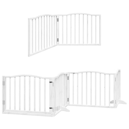 Dog Gate with Door Foldable 12 Panels White 960 cm Poplar Wood