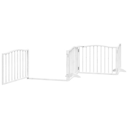 Dog Gate with Door Foldable 12 Panels White 960 cm Poplar Wood