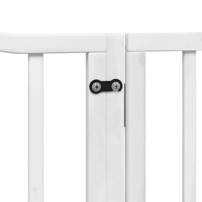 Dog Gate with Door Foldable 12 Panels White 960 cm Poplar Wood