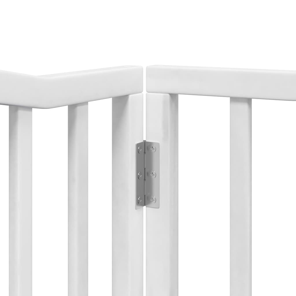 Dog Gate with Door Foldable 12 Panels White 960 cm Poplar Wood