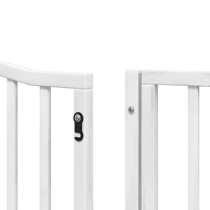 Dog Gate with Door Foldable 12 Panels White 960 cm Poplar Wood