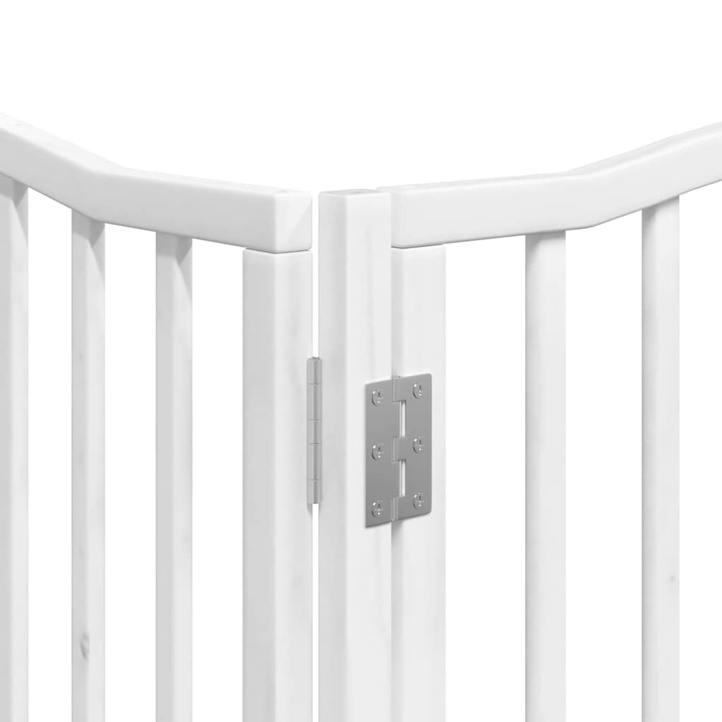 Dog Gate with Door Foldable 12 Panels White 960 cm Poplar Wood