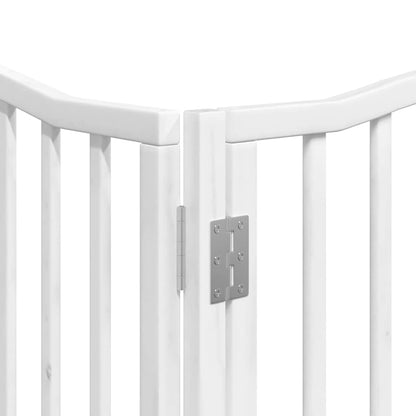 Dog Gate with Door Foldable 12 Panels White 960 cm Poplar Wood
