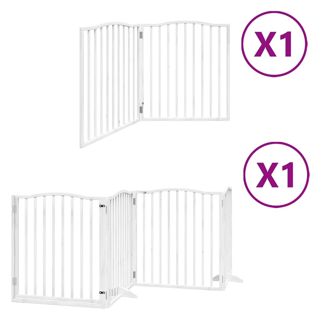 Dog Gate with Door Foldable 6 Panels White 480 cm Poplar Wood
