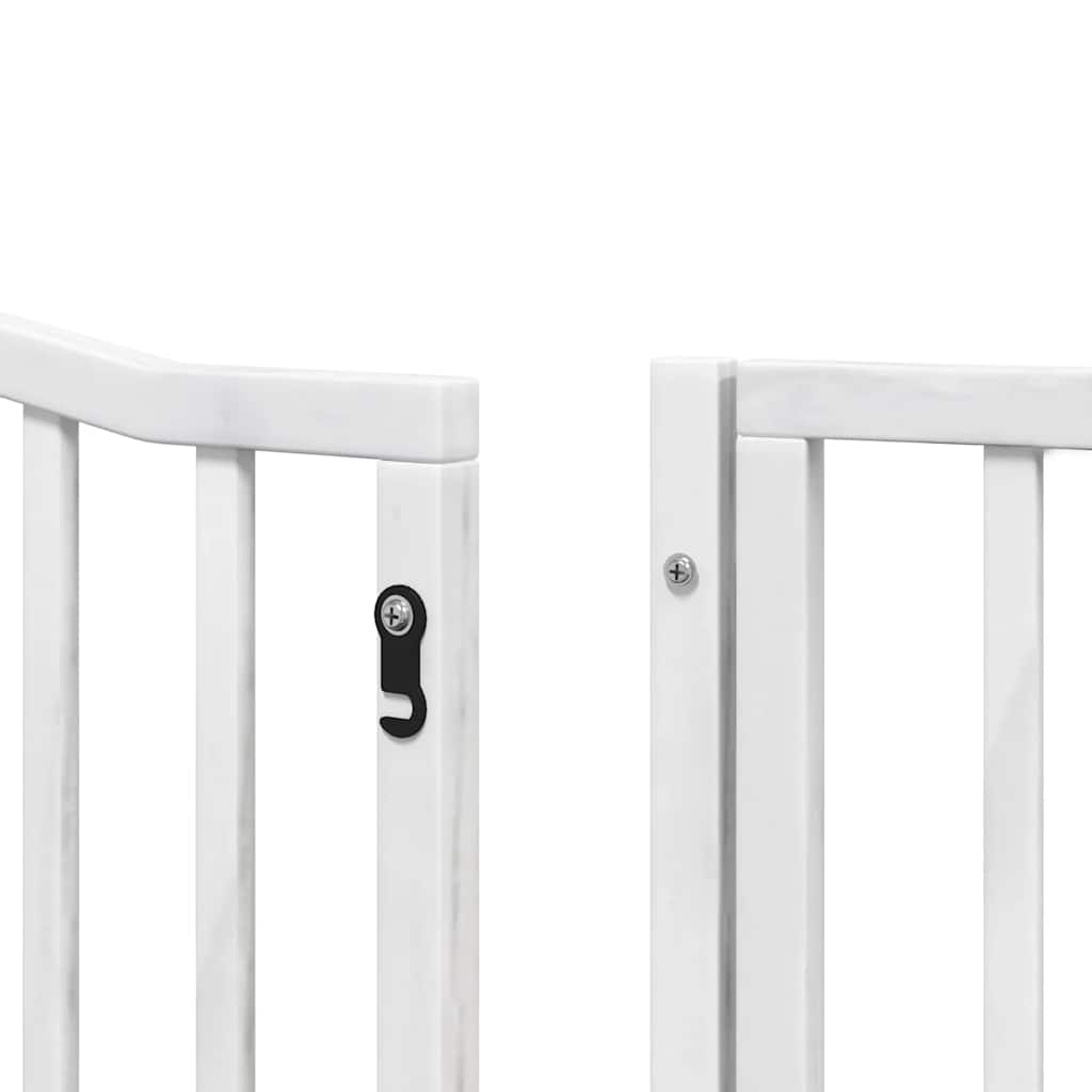Dog Gate with Door Foldable 6 Panels White 480 cm Poplar Wood