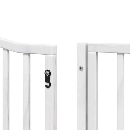 Dog Gate with Door Foldable 6 Panels White 480 cm Poplar Wood