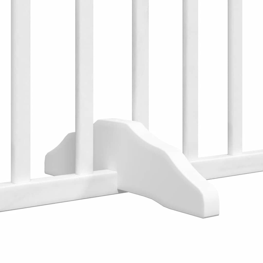 Dog Gate with Door Foldable 8 Panels White 640 cm Poplar Wood