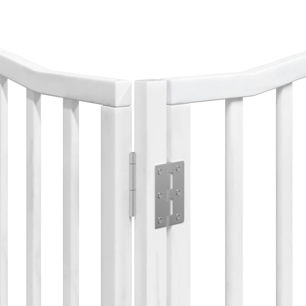 Dog Gate with Door Foldable 8 Panels White 640 cm Poplar Wood