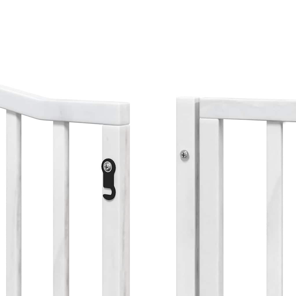 Dog Gate with Door Foldable 8 Panels White 640 cm Poplar Wood