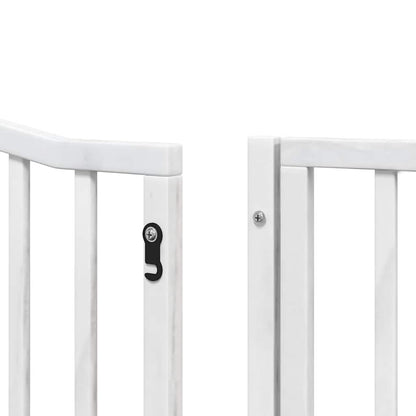 Dog Gate with Door Foldable 8 Panels White 640 cm Poplar Wood