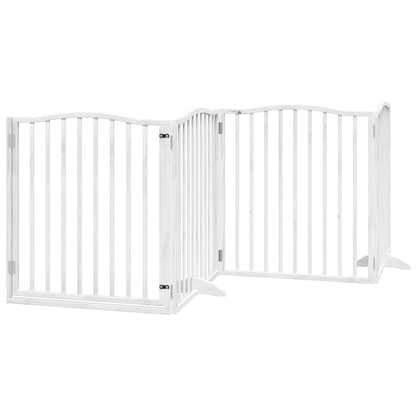 Dog Gate with Door Foldable 12 Panels White 960 cm Poplar Wood