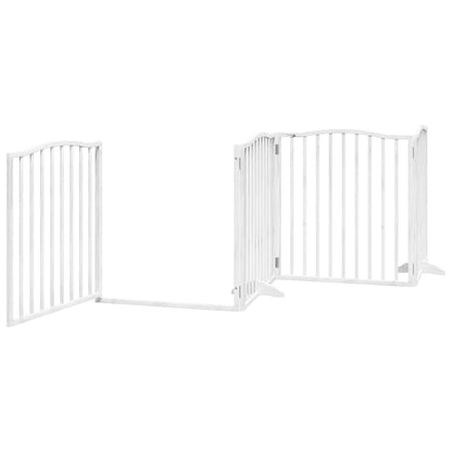 Dog Gate with Door Foldable 12 Panels White 960 cm Poplar Wood
