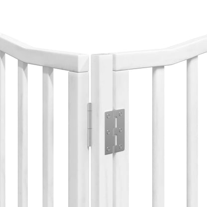Dog Gate with Door Foldable 12 Panels White 960 cm Poplar Wood