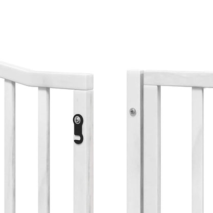 Dog Gate with Door Foldable 12 Panels White 960 cm Poplar Wood