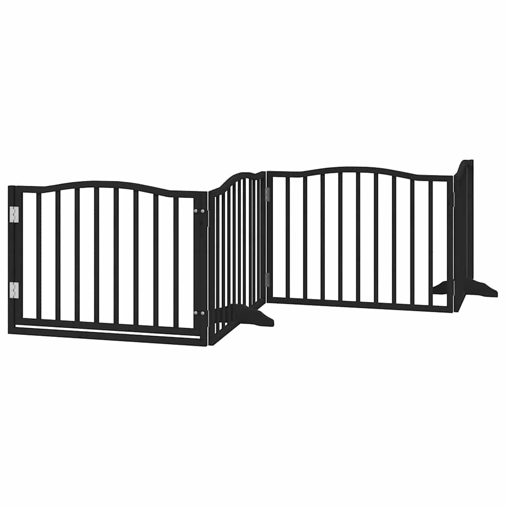 Dog Gate with Door Foldable 6 Panels Black 480 cm Poplar Wood