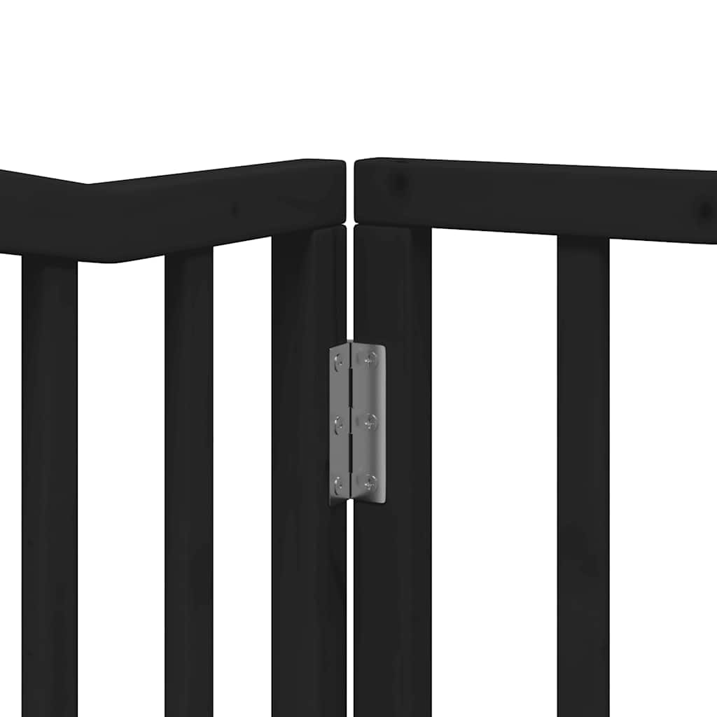Dog Gate with Door Foldable 6 Panels Black 480 cm Poplar Wood