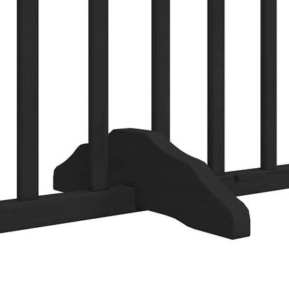 Dog Gate with Door Foldable 8 Panels Black 640 cm Poplar Wood