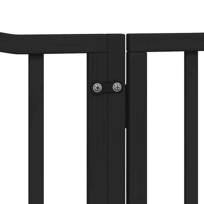 Dog Gate with Door Foldable 8 Panels Black 640 cm Poplar Wood