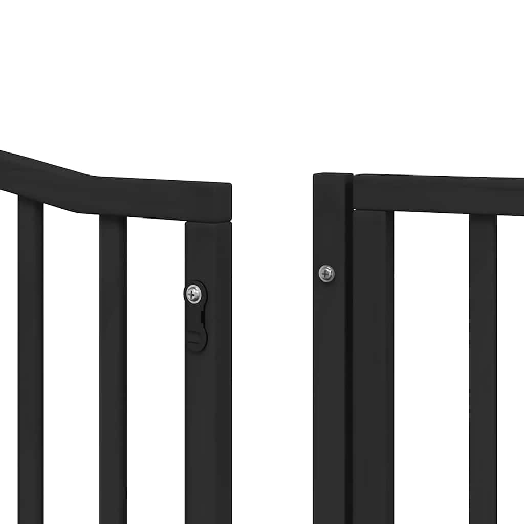 Dog Gate with Door Foldable 12 Panels Black 960 cm Poplar Wood
