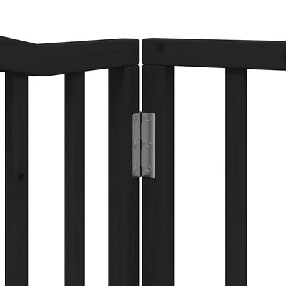 Dog Gate with Door Foldable 8 Panels Black 640 cm Poplar Wood