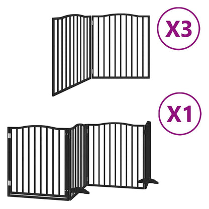 Dog Gate with Door Foldable 10 Panels Black 800 cm Poplar Wood