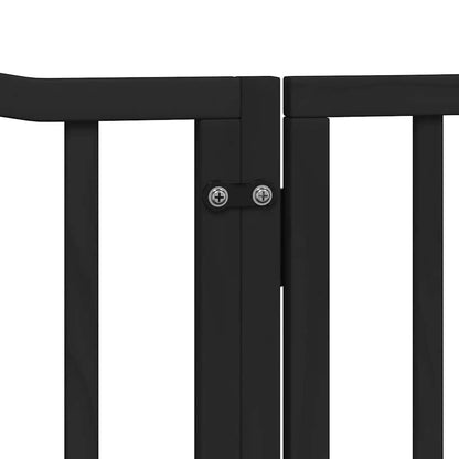 Dog Gate with Door Foldable 12 Panels Black 960 cm Poplar Wood
