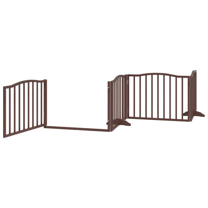 Dog Gate with Door Foldable 10 Panels Brown 800 cm Poplar Wood