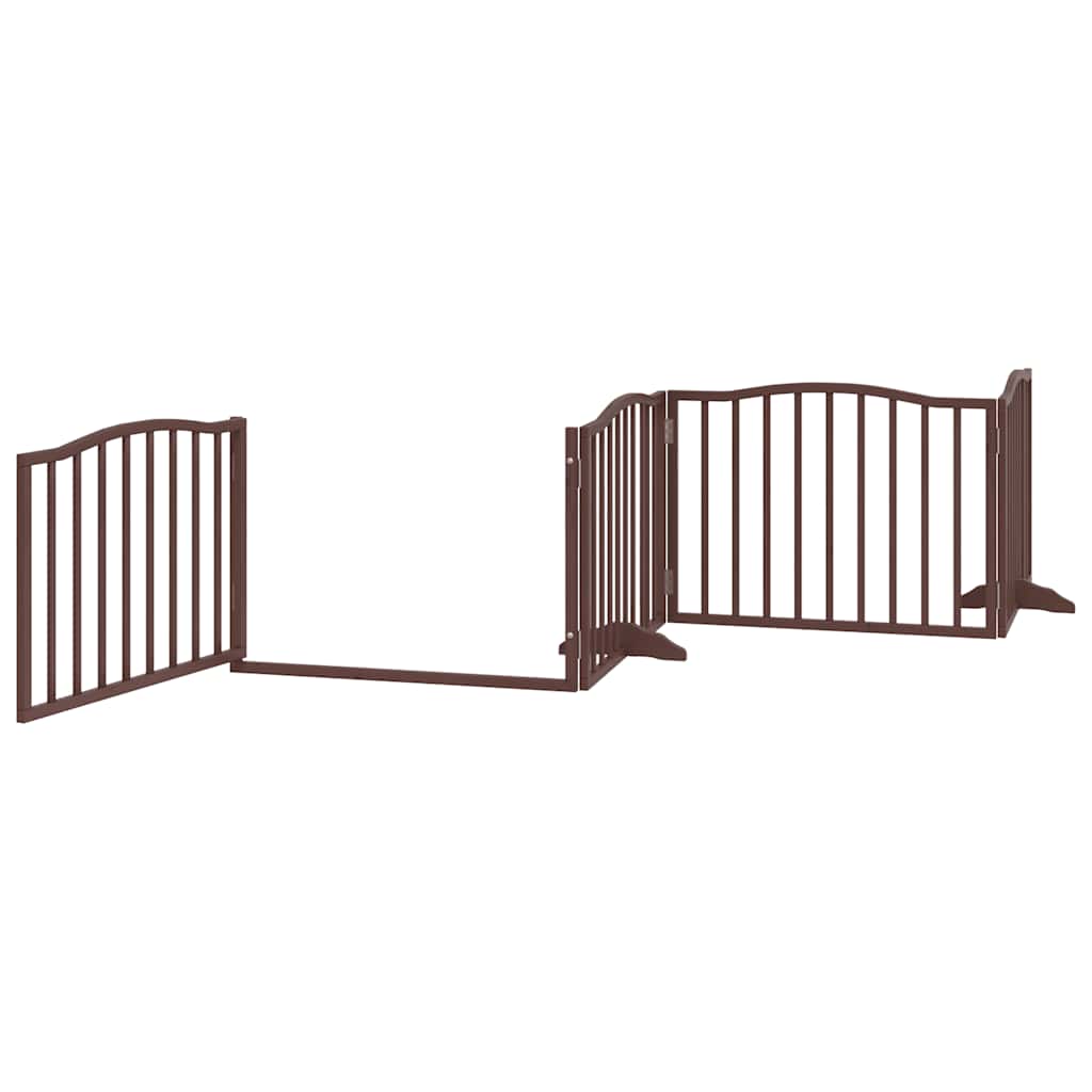 Dog Gate with Door Foldable 12 Panels Brown 960 cm Poplar Wood