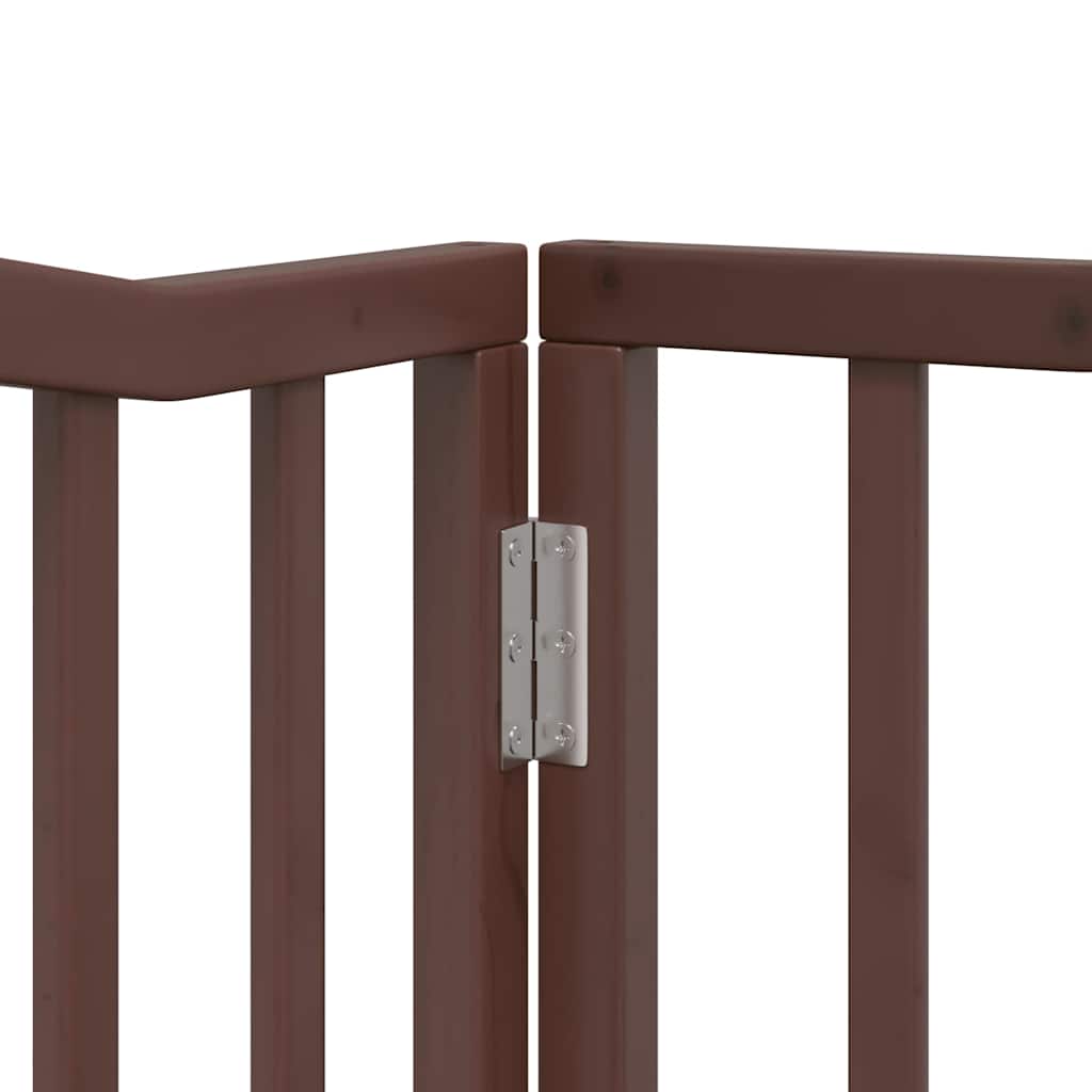 Dog Gate with Door Foldable 12 Panels Brown 960 cm Poplar Wood