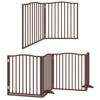 Dog Gate with Door Foldable 10 Panels Brown 800 cm Poplar Wood