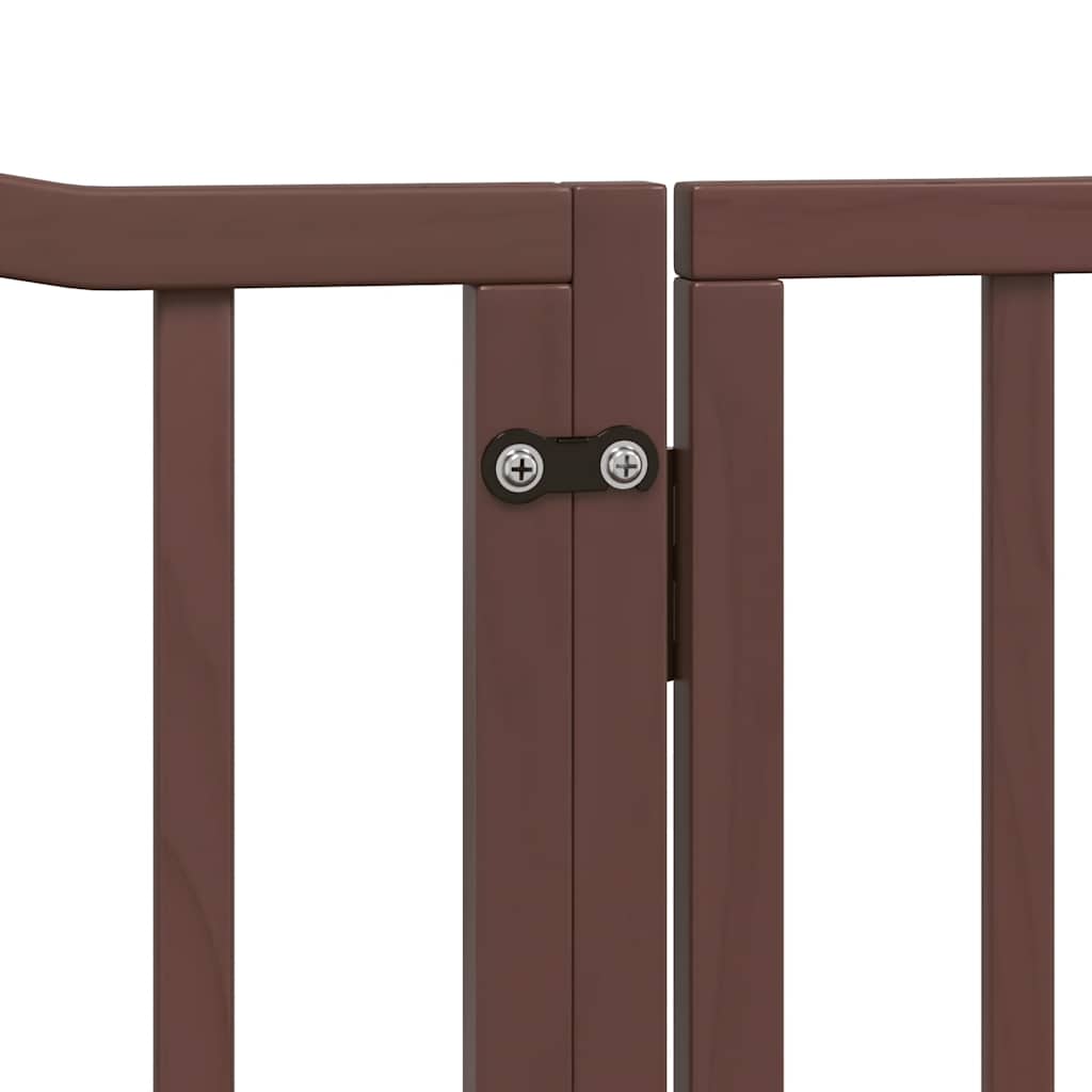 Dog Gate with Door Foldable 10 Panels Brown 800 cm Poplar Wood