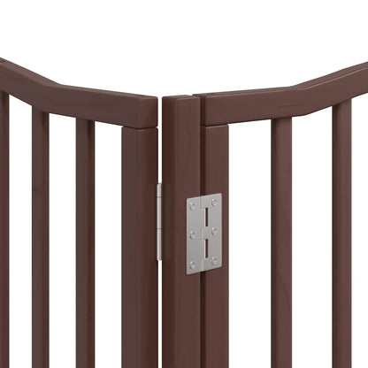 Dog Gate with Door Foldable 10 Panels Brown 800 cm Poplar Wood