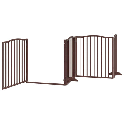 Dog Gate with Door Foldable 12 Panels Brown 960 cm Poplar Wood