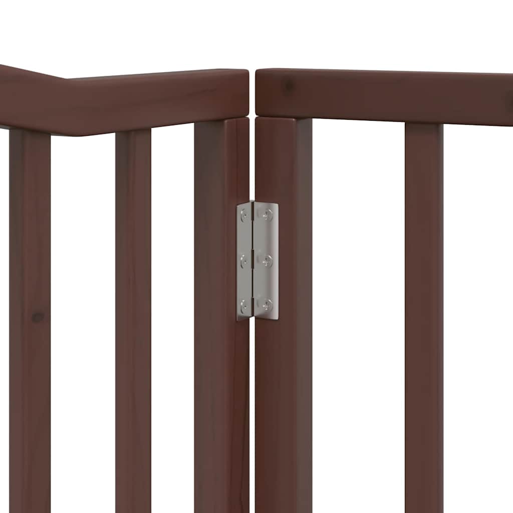 Dog Gate with Door Foldable 12 Panels Brown 960 cm Poplar Wood
