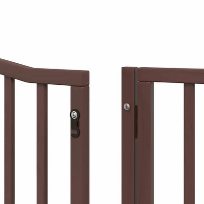 Dog Gate with Door Foldable 12 Panels Brown 960 cm Poplar Wood
