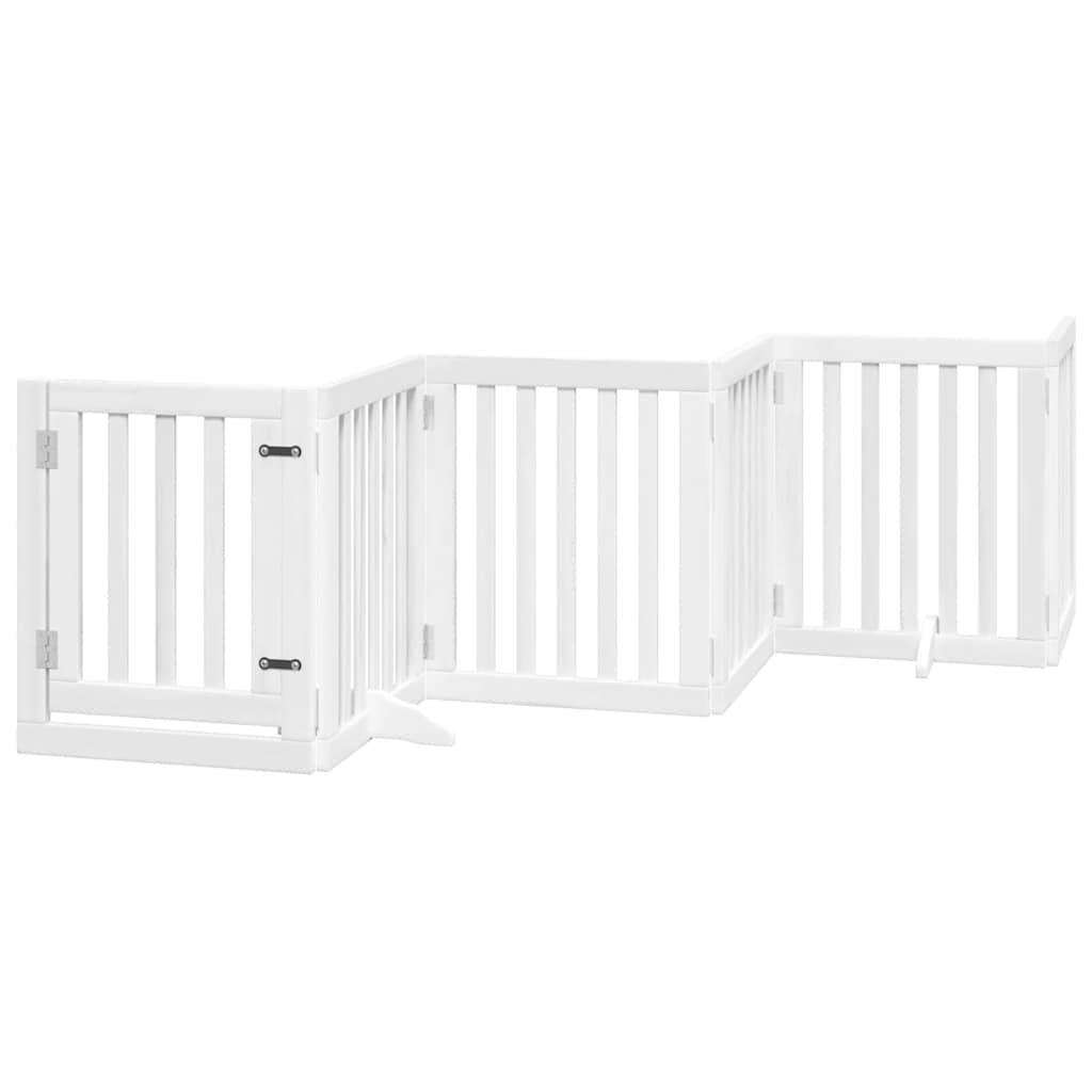 Dog Gate with Door Foldable 12 Panels White 600 cm Poplar Wood