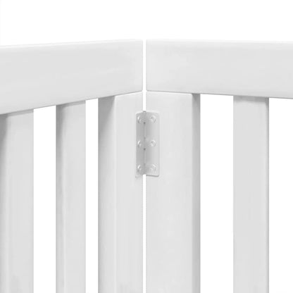 Dog Gate with Door Foldable 12 Panels White 600 cm Poplar Wood