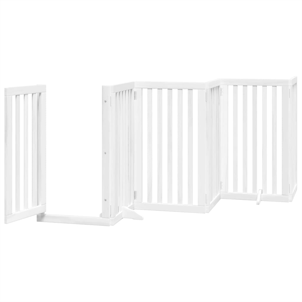 Dog Gate with Door Foldable 12 Panels White 600 cm Poplar Wood