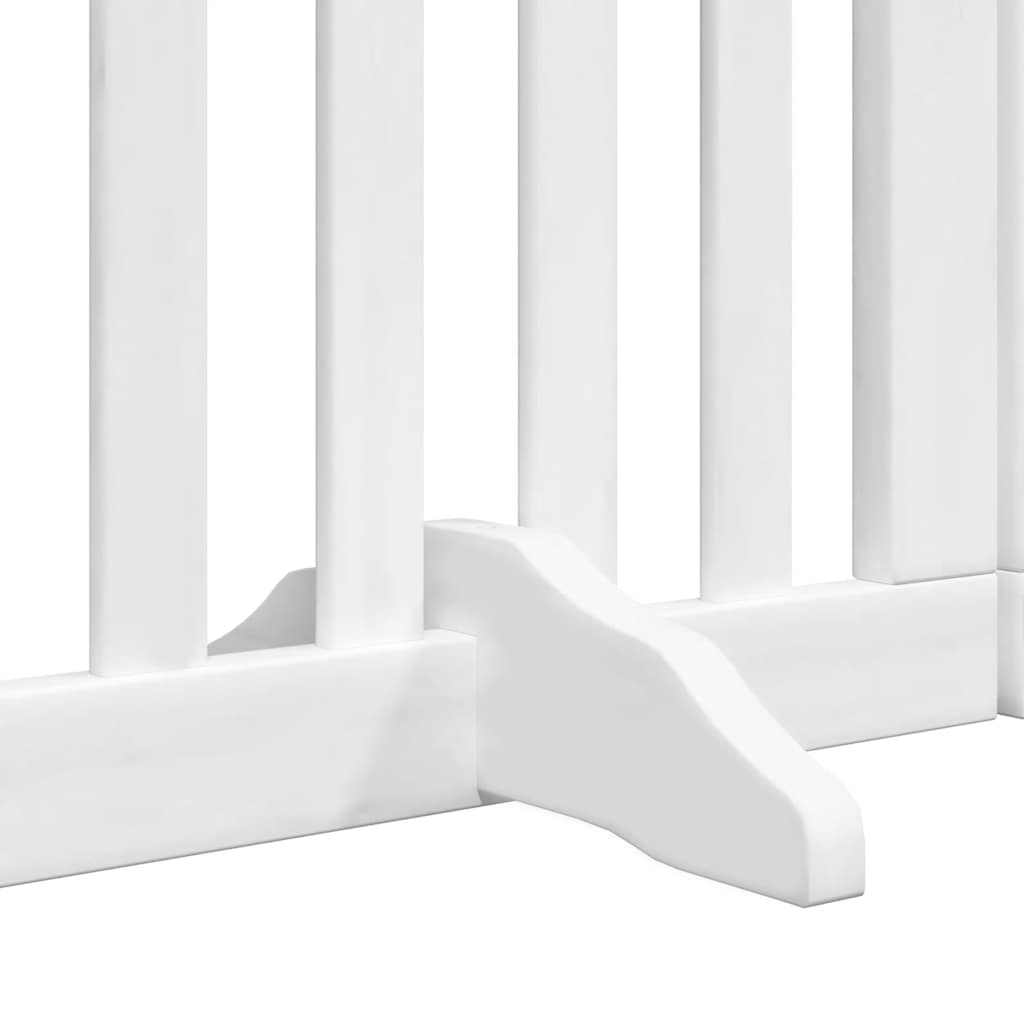 Dog Gate with Door Foldable 15 Panels White 750 cm Poplar Wood