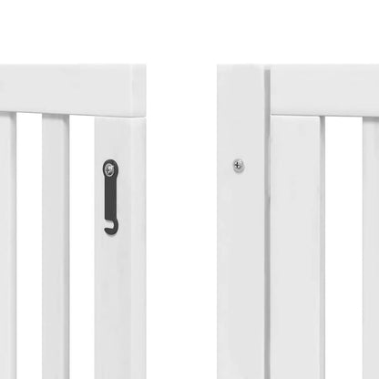 Dog Gate with Door Foldable 15 Panels White 750 cm Poplar Wood