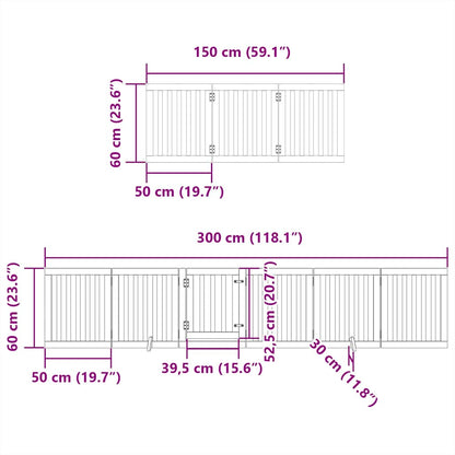 Dog Gate with Door Foldable 9 Panels Black 450 cm Poplar Wood