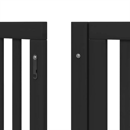 Dog Gate with Door Foldable 12 Panels Black 600 cm Poplar Wood