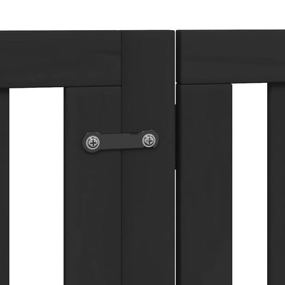 Dog Gate with Door Foldable 12 Panels Black 600 cm Poplar Wood