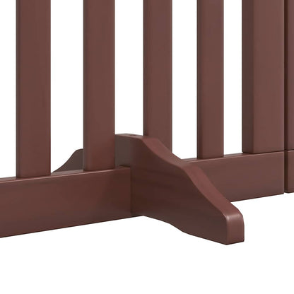 Dog Gate with Door Foldable 9 Panels Brown 450 cm Poplar Wood