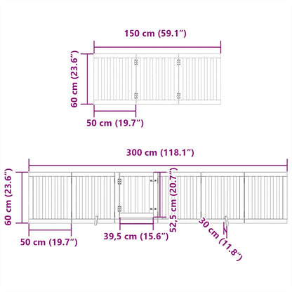 Dog Gate with Door Foldable 9 Panels Brown 450 cm Poplar Wood