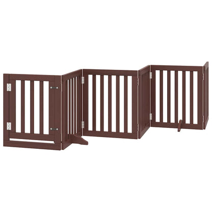 Dog Gate with Door Foldable 15 Panels Brown 750 cm Poplar Wood