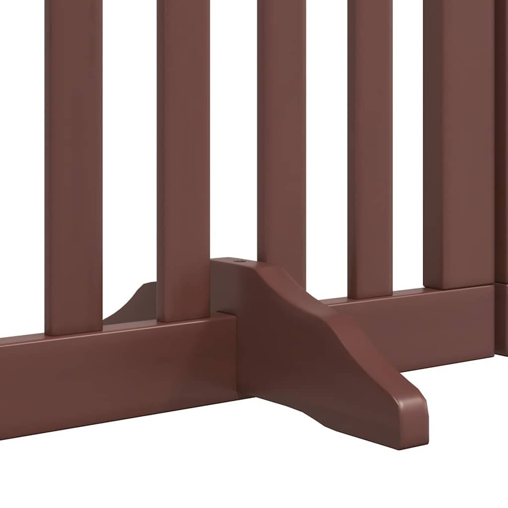 Dog Gate with Door Foldable 9 Panels Brown 450 cm Poplar Wood
