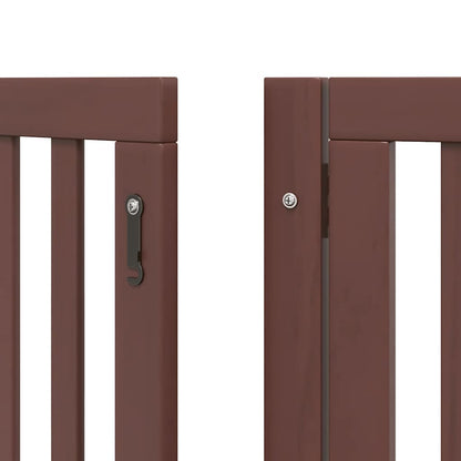 Dog Gate with Door Foldable 9 Panels Brown 450 cm Poplar Wood