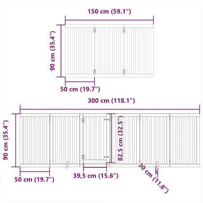 Dog Gate with Door Foldable 9 Panels Brown 450 cm Poplar Wood